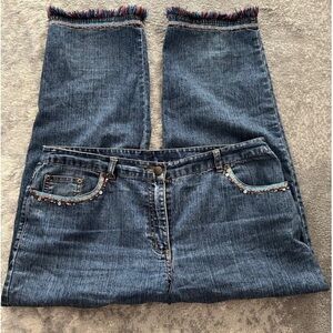 Ruby Rd. Jeans Beaded, Fringe, Dark Wash, Straight Stretch Women’s Size 10